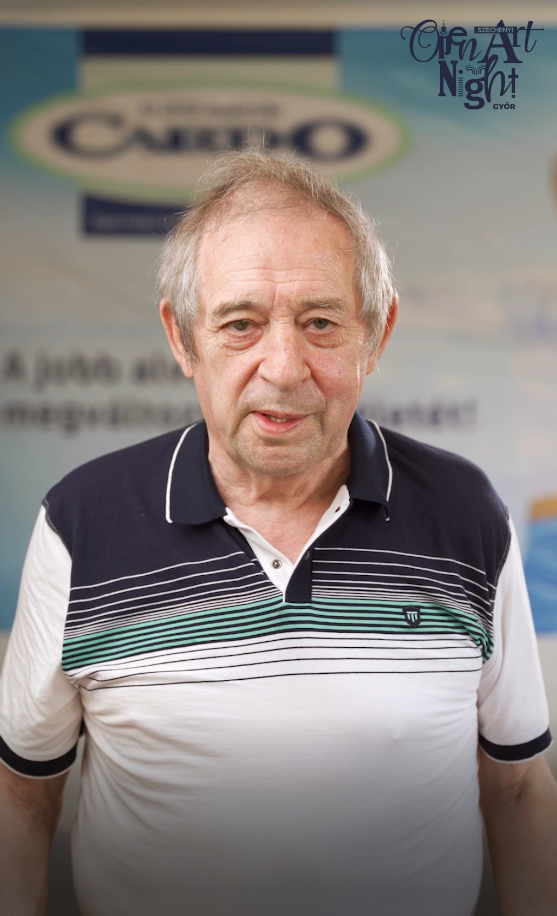 Jordán Tamás, a Nemzet Színésze nagyapja emlékére szaval a Cardo győri mintaboltjában